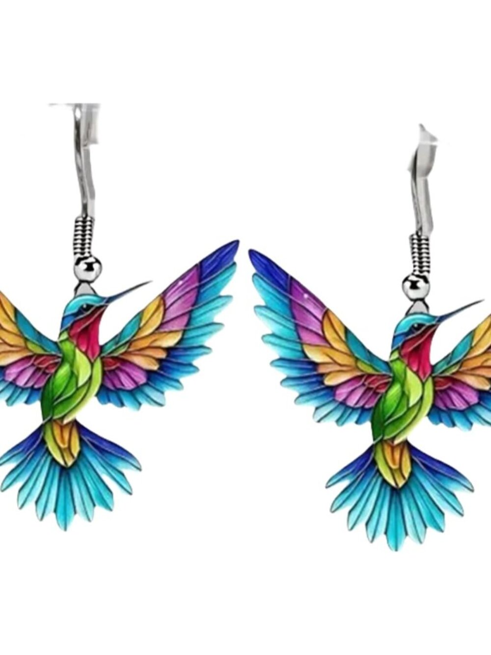 Hummingbird Earrings for Women Colorful Acrylic Animal Bird Drop Dangle Earring